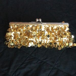 Gold Sequined Clutch Purse